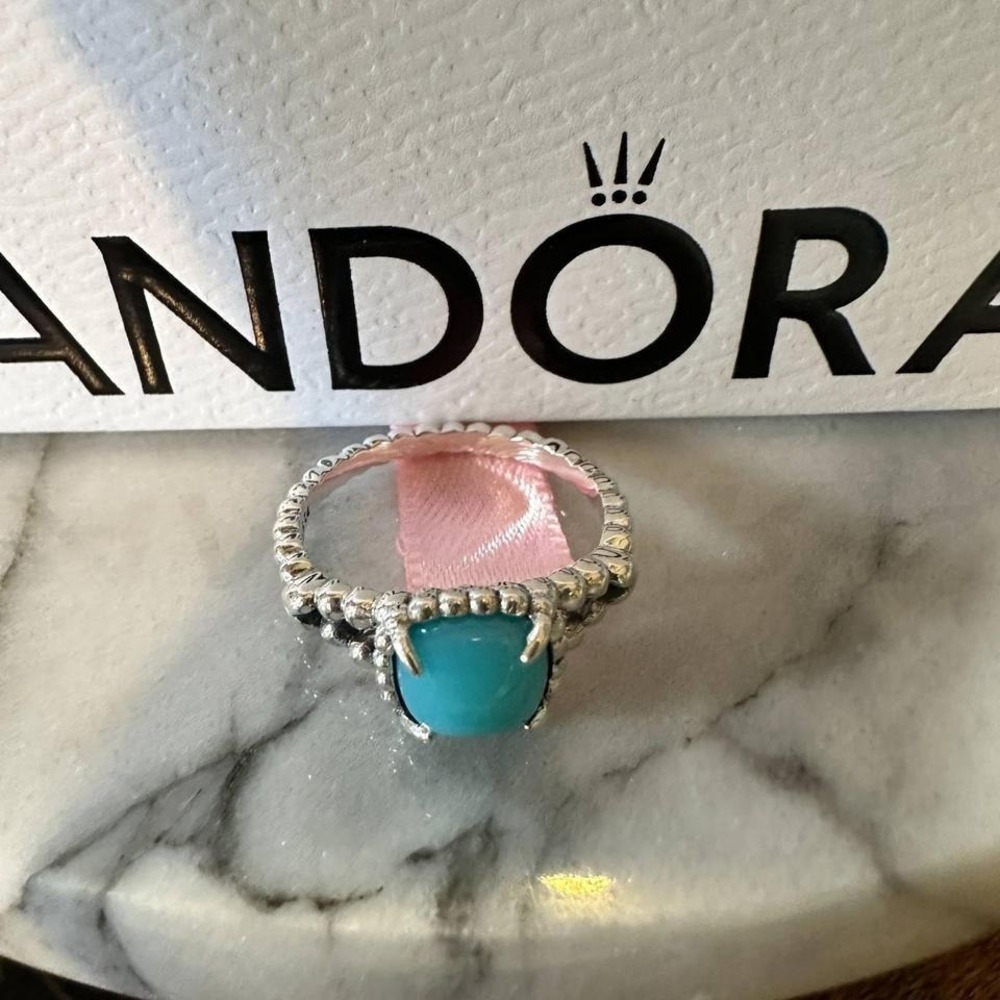 Authentic Pandora Turquoise Cloud Ring, Size 8 (5… - image 6